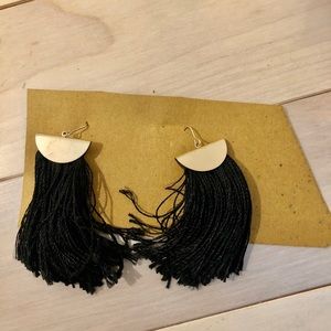 Fluffy gorgeous gold and black earrings